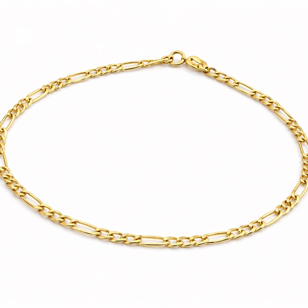 10KT Italy Gold Figaro Bracelet ✨ 2mm • 7” • OR Heart Engraved